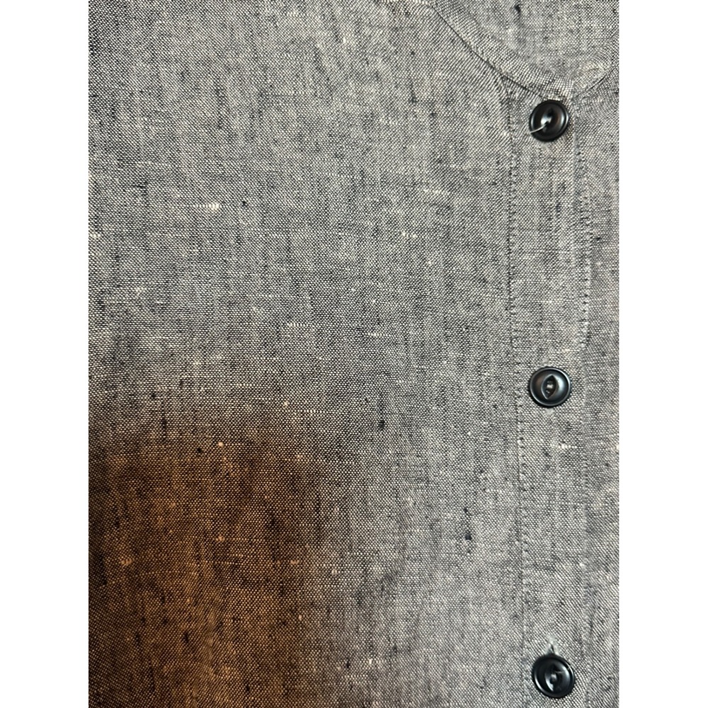 FLAX Womens Large 100% Linen Button Down Tunic Top Heathered Grey Lagenlook - Picture 5 of 5